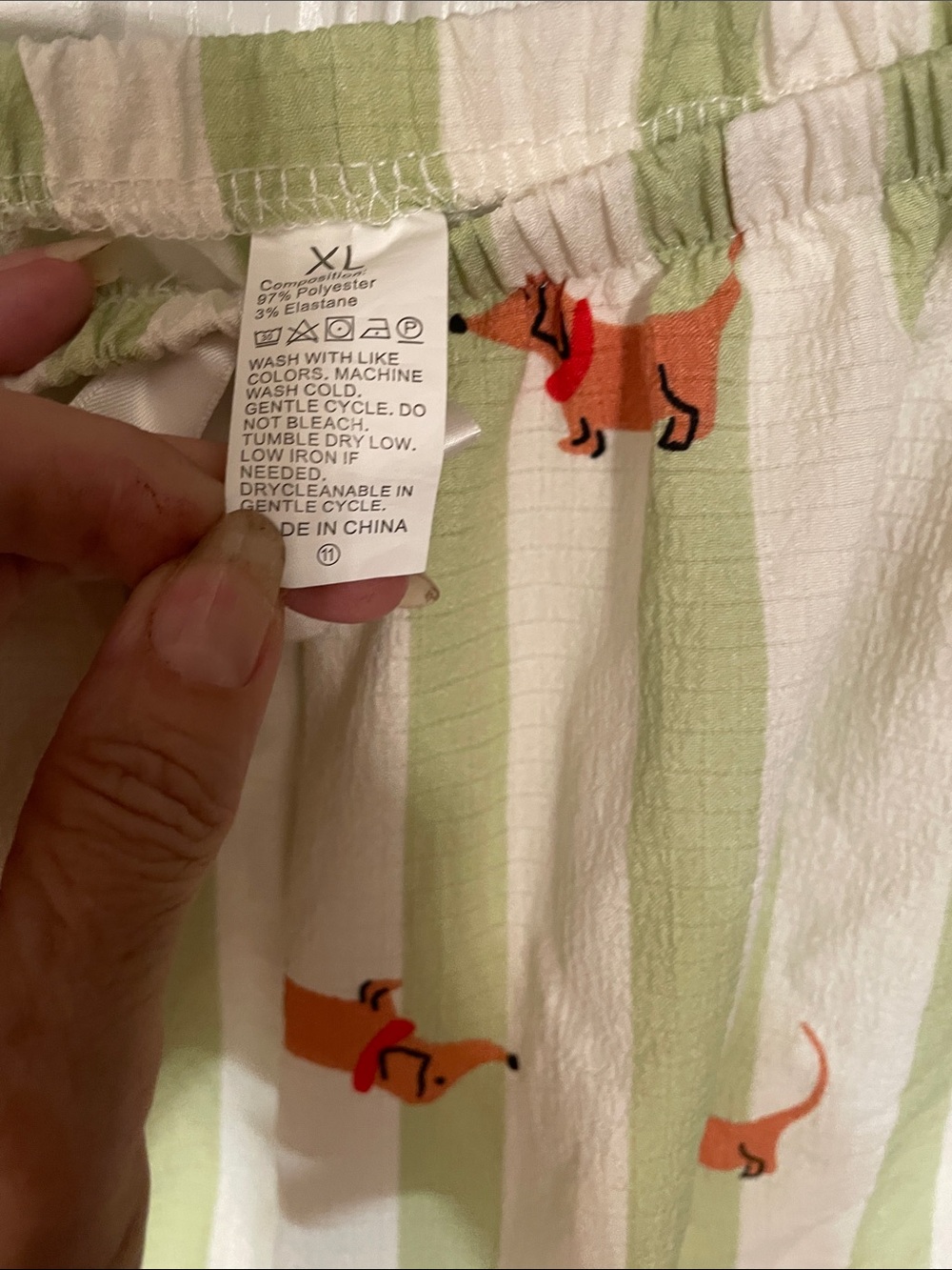 Source Unknown Green Stripe Short Pajama Set with Orange Dachshund print - Picture 5 of 5
